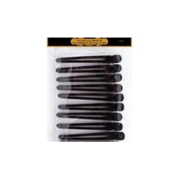 999 Sectioning Clips Nylon/Aluminium Black 12 Pack Norris Hair